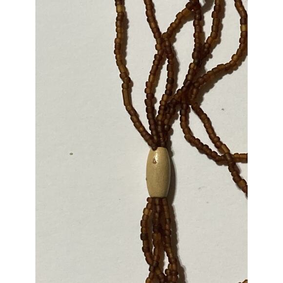 Brown Seed Bead Multistrand Necklace 24”long Boho Bohemian Neutral - Picture 2 of 4